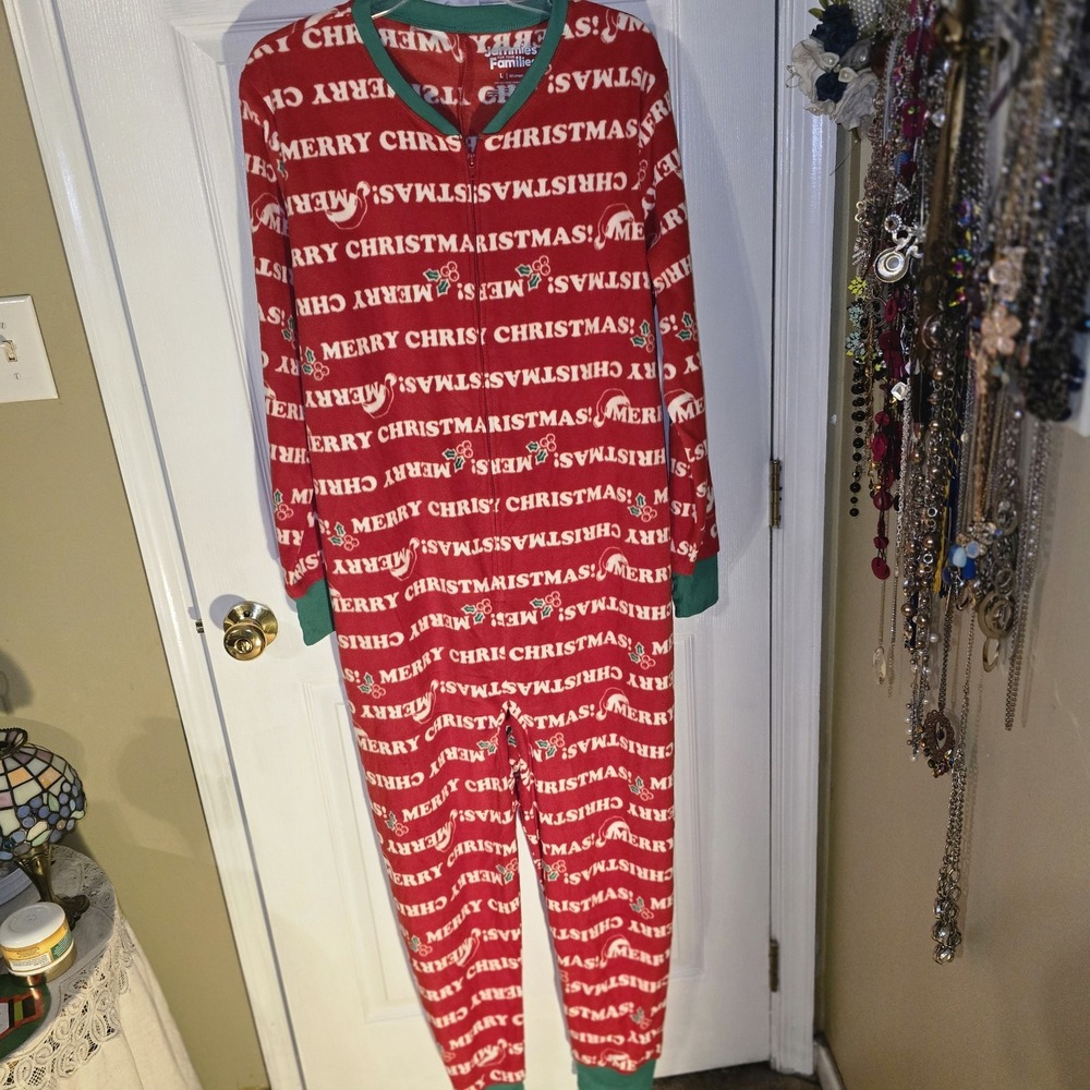 Jammies for Your Families Women's Merry Christmas One Piece Pajamas L